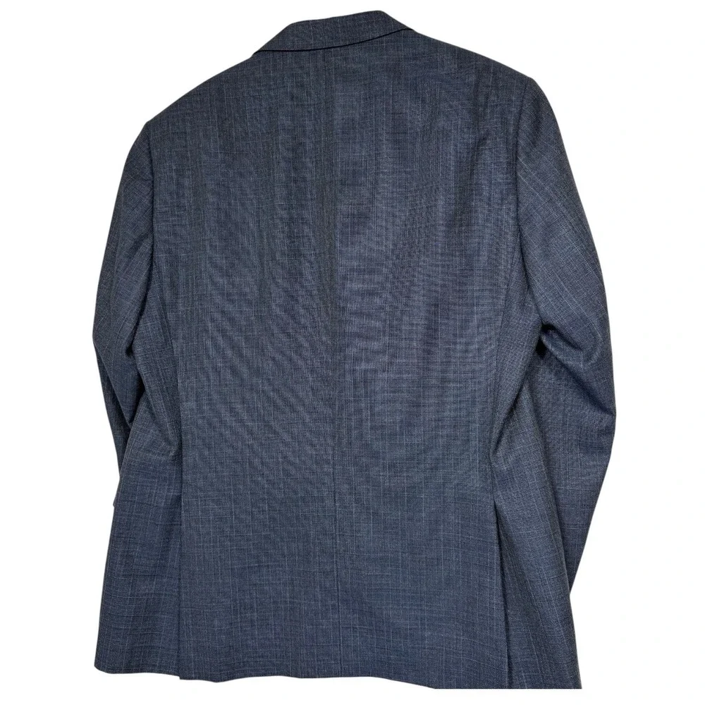 Jos A Bank Joseph Mens 44R Blue Gray Plaid Wool Silk Sport Coat Blazer